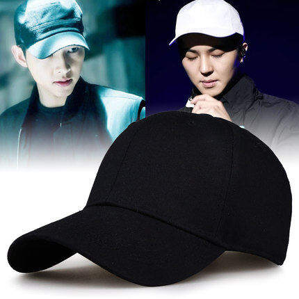 Spring/Summer Casual All-matching Brim Hat Women's Pure Black White Sports Sun-Proof Baseball Cap Korean Style Men's Hip Hop Hat Fashion