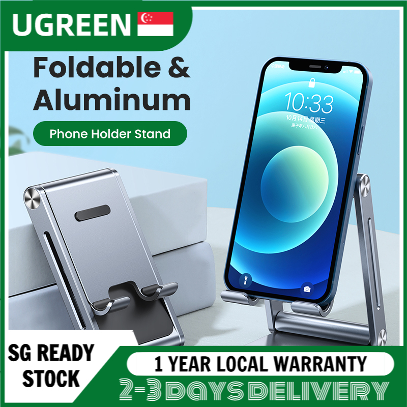 UGREEN Aluminum Phone Stand Cell Phone Adjustable Desk Phone Holder for iPad iPhone 12 Pro Max SE XR XS Samsung Galaxy S20 S10 S9 S8 S7 S6 for 4.7-7.9 Inch Phone