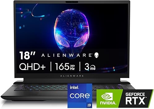 Alienware M18 R2 Gaming Laptop - 18 QHD+ 165Hz 3ms Display, Intel Core i9-14900HX, 32GB DDR5 RAM, 1TB SSD, NVIDIA GeForce RTX 4080 12 GB GDDR6, Windows 11 Home, Onsite Service - Dark Metallic Moon